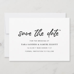 Brush Script Handwriting Minimalistisch Modern Save The Date