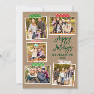 Brush Script Happy Holidays Craft Tape Kraft Feiertagskarte