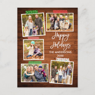 Brush Script Happy Holidays Wood Craft Tape Postkarte