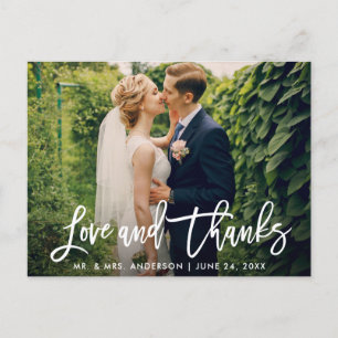 Brush Script Hochzeitsschrift Foto Liebe und Dank  Postkarte