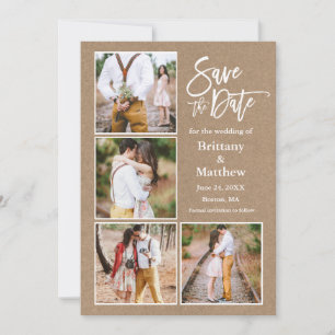Brush Script Kraft 4 Foto Verlobung Save The Date