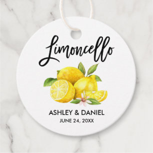 Brush Script Lemons Wedding Limoncello Round Tags Geschenkanhänger