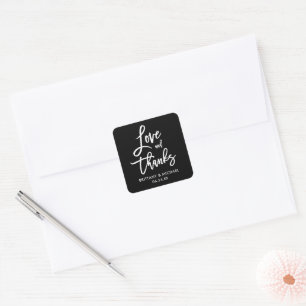 Brush Script-Liebe und Dank Umschlag Aufkleber Bla