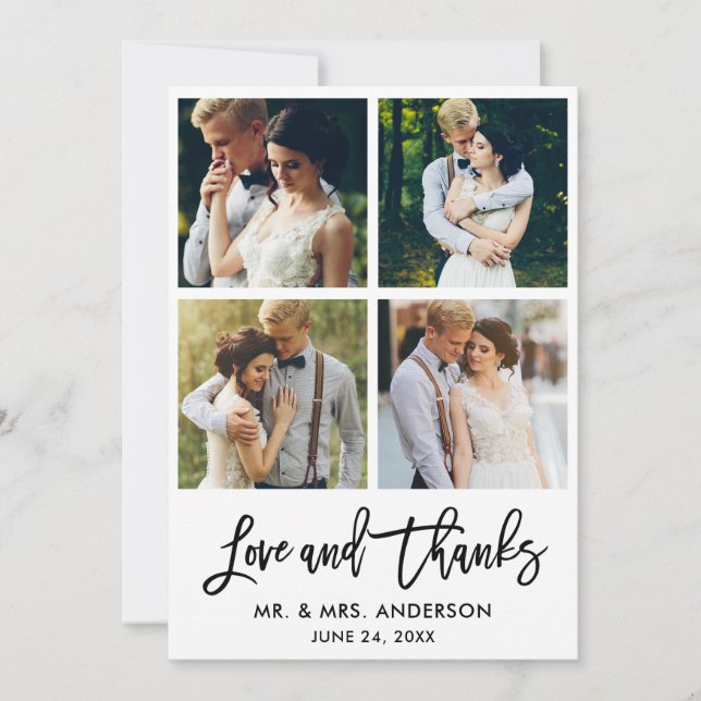 Brush Script-Liebe und Danke Wedding 4 Foto (Vorderseite)