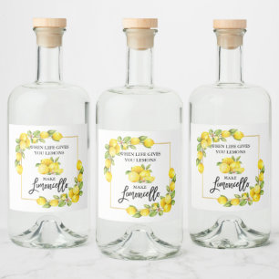 Brush Script Limoncello Lemons Alkoholflaschenetikett