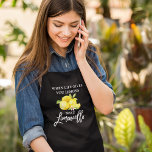 Brush Script Limoncello Watercolor Lemons Black Schürze<br><div class="desc">Modern Brush Script Watercolor Lemons When Life Gives You Lemons Make Limoncello Apron</div>