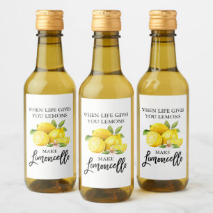 Brush Script Limoncellon Lemons Mini Flasche Etike Weinetikett
