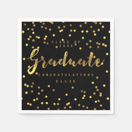 Brush Script Personalisiert Gold Foil Confetti Bla Serviette