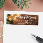 Brush Script Rustic Wood Christmas String Lights<br><div class="desc">Brush Script rustic Wood Christmas String Lichter geben Adresse Label zurück. (1) Für weitere Anpassungen klicken Sie bitte auf den Link "Weiter anpassen" und verwenden Sie unser Designwerkzeug,  um diese Vorlage zu ändern. (2) Wenn Sie Hilfe oder passende Artikel benötigen,  kontaktieren Sie mich bitte.</div>