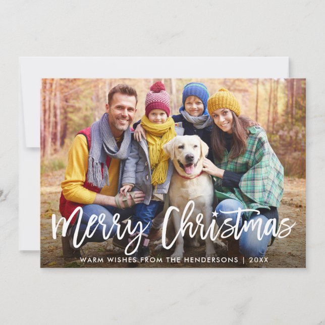 Brush Script Star Family Foto Frohe Weihnachten (Vorderseite)