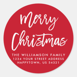 Brush Script Star Frohe Weihnachten Umschlag Aufkl Runder Aufkleber