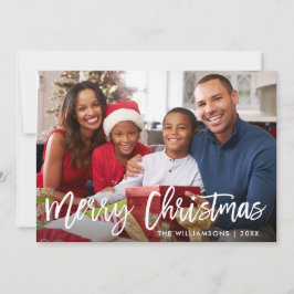 Brush Script Star Frohe Weihnachtsfamilie Foto Feiertagskarte