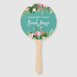 Brush Script Tropical Floral Family Beach House Fächer