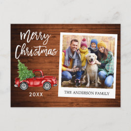 Brush Script Truck Wood Instant Foto Weihnachten Postkarte