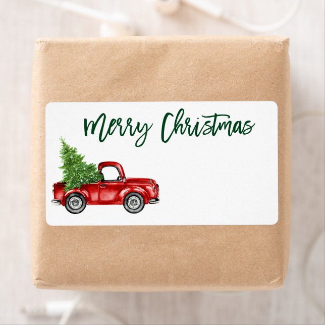 Brush Script Vintag Truck Green Christmas Mailing (Insitu)