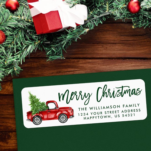 Brush Script Vintag Truck Weihnachten Grün (Customize to change your personalized text size or style.)