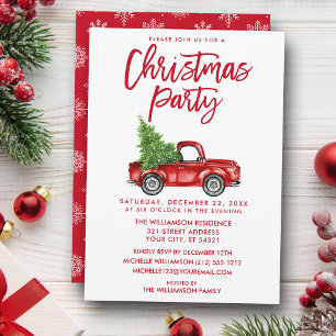 Brush Script Vintag Truck Weihnachtsfeiertag Party Einladung