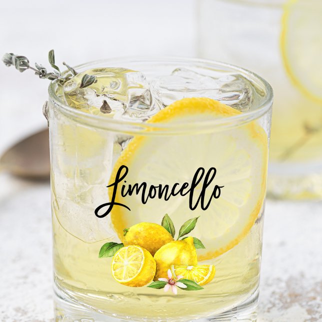 Brush Script Wasserfarbe Lemons Limoncellass Whiskyglas (Several styles to choose from.)