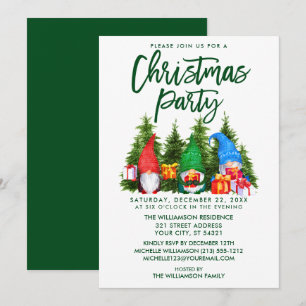 Brush Script Watercolor Gnomes Weihnachtsgeschenk  Einladung