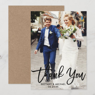 Brush Script Wedding Foto Kraft Danke Karte B