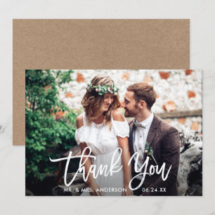 Brush Script Wedding Foto Kraft Vielen Dank Karte