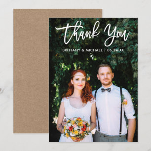 Brush Script Wedding Foto Kraft Vielen Dank You Ca Einladung