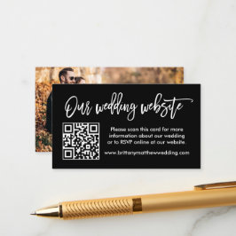 Brush Script Wedding Website QR Foto Black Begleitkarte