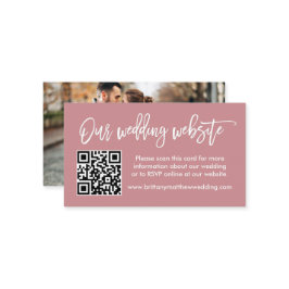 Brush Script Wedding Website QR Foto Dusty Rose Begleitkarte