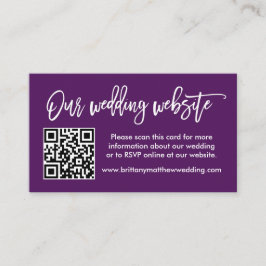 Brush Script Wedding Website QR Foto Lila Begleitkarte