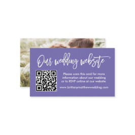 Brush Script Wedding Website QR Foto Periwinkle Begleitkarte