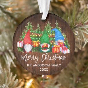 Brush Script Weihnachtsweihnachtsleuchten Gnomes Ornament