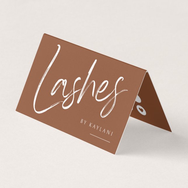 Brush Script Wimpern gefaltete Geschäfts- und Treu Visitenkarten (Vorderseite)