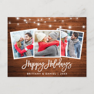 Brush Script Wohn Lights Holiday 3 Foto Postkarte