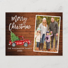 Brush Script Wood Vintag Truck Foto Weihnachten Postkarte
