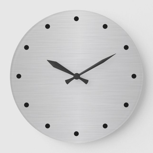 Brush SIlver Metallic Große Wanduhr (Vorderseite)