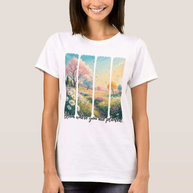 Brush Stroke Bloom Wo Sie gepflanztes Shirt sind (Vorderseite)
