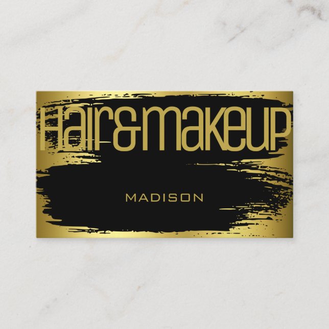 Brush Stroke Gold Black Glamour Luxus Schönheit Visitenkarte (Vorderseite)
