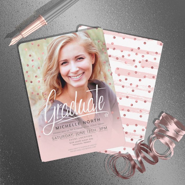 Brush Strokes & Confetti Rose Gold ID511 Einladung (Von Creator hochgeladen)