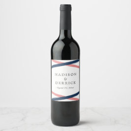 Brush Strokes Wedding Wine Label | Navy Coral Weinetikett