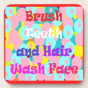 Brush Teeth Hair Wash Fan Spaß Kinder helles Desig Getränkeuntersetzer