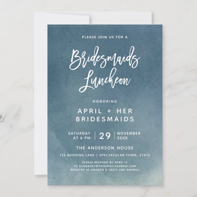 Brush Typografie Bridesmaids Luncheon Einladung (Vorderseite)