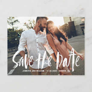 Brush Typografy Foto Save the Date Postkarte