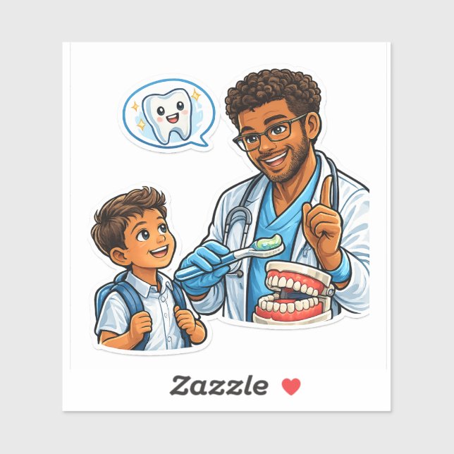 Brush Your Teeth Cute Dentist Sticker 🦷 (Blatt)
