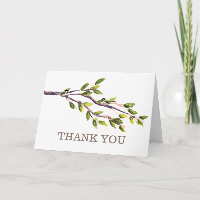Brushed Branches Wedding Danke Card (Vorderseite)