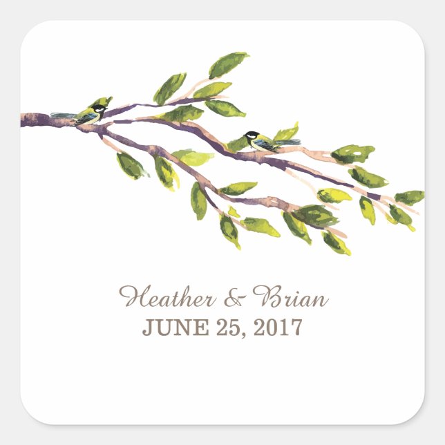 Brushed Branches Wedding Stickers (Vorderseite)