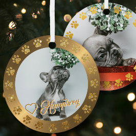 Brushed Brass Gold Glitzer Paw Pet Name Weihnachte Ornament Aus Metall