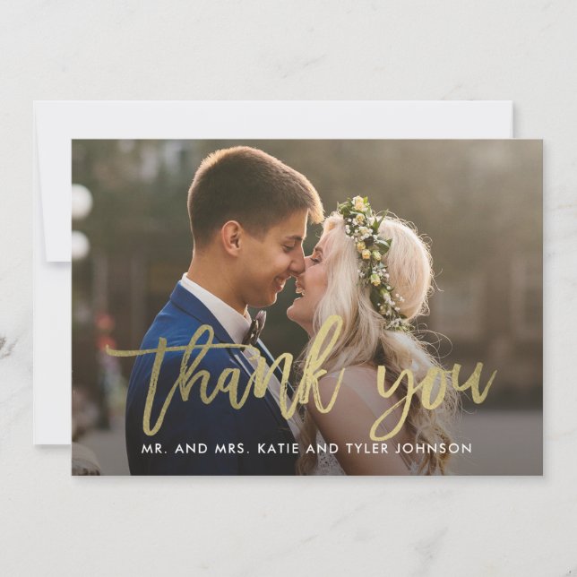 Brushed Charm Wedding Danke, Card Imitats Foil Dankeskarte (Vorderseite)