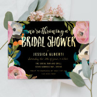 Brushed Floral Brautparty Gold Foil Einladung