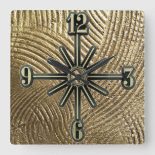 Brushed Gold Pattern Sunburst Dial Wall Clock Quadratische Wanduhr