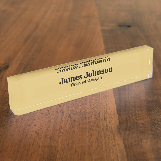 Brushed Gold Retro Bold Serif Desk Name Plate Namensplakette (Seite)